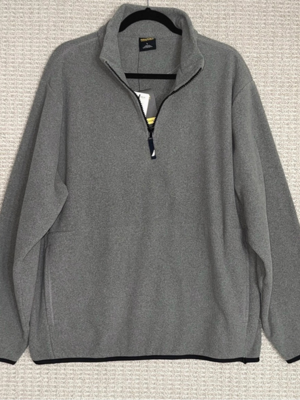 Nautica Men's Gray Quarter-Zip Fleece Pullover